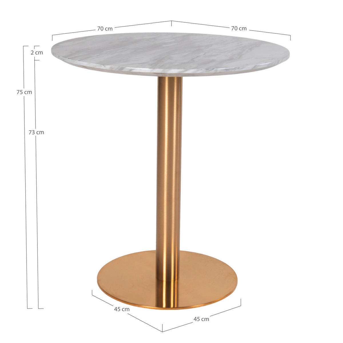ESSTISCH in Holzwerkstoff 70/70/75 cm  - Messingfarben/Grauweiß, MODERN, Holzwerkstoff/Metall (70/70/75cm) - MID.YOU