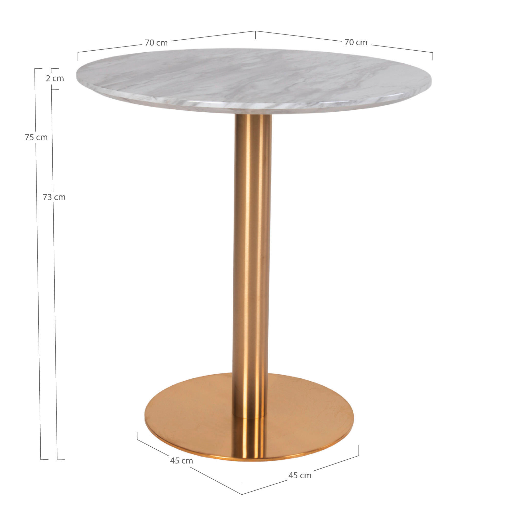 Thumbnail - Mid.you Esstisch, Grauweiß, Holzwerkstoff, Marmoroptik, rund, Bodenplatte, 70x75x70 cm, Esszimmer, Tische, Esstische, Es...