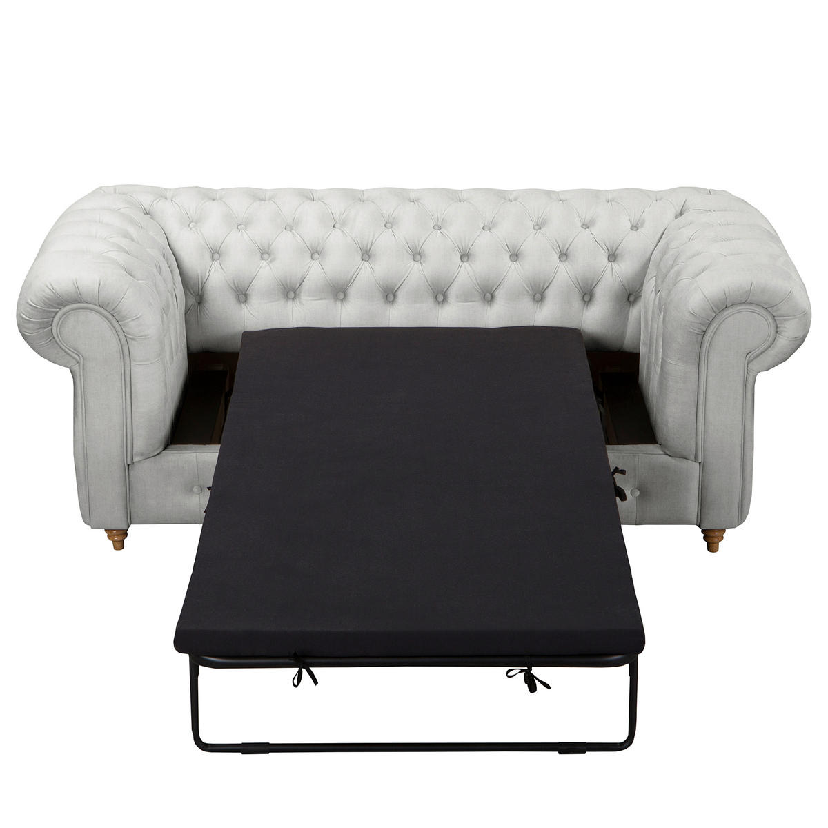 SCHLAFSOFA Mikrofaser Hellgrau Armteil links, Armteil rechts  - Hellgrau/Braun, Design, Holz/Textil (190/74/91cm) - P & B