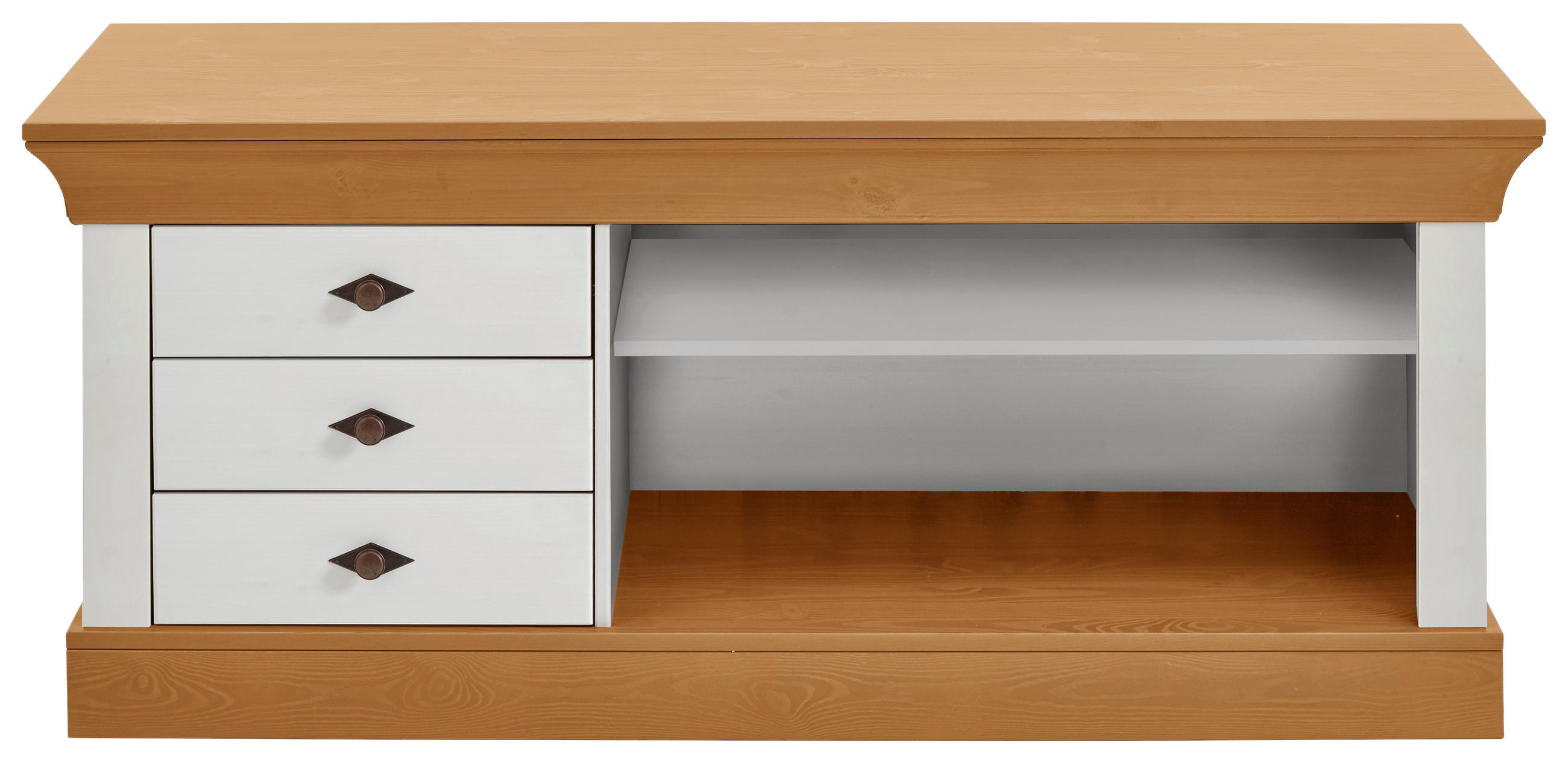 LOWBOARD  143/59/45 cm 3 Schublade(n) Beimöbel erhältlich  - Laugenfarbig/Weiß, ROMANTIK / LANDHAUS, Holz/Metall (143/59/45cm) - Boxxx