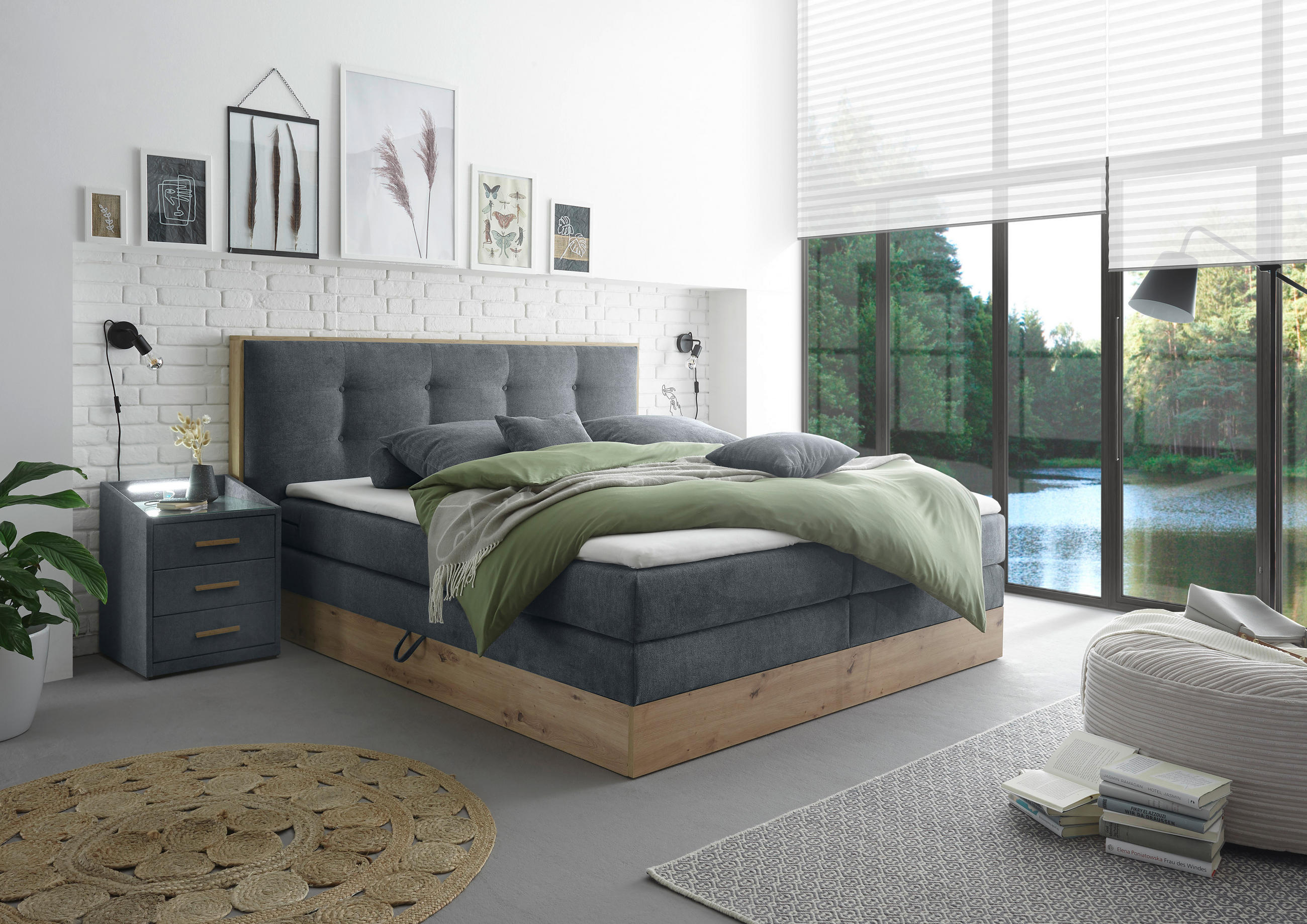 BOXSPRINGBETT 180/200 cm  in Anthrazit  - Anthrazit, MODERN, Holz/Holzwerkstoff (180/200cm) - Livetastic