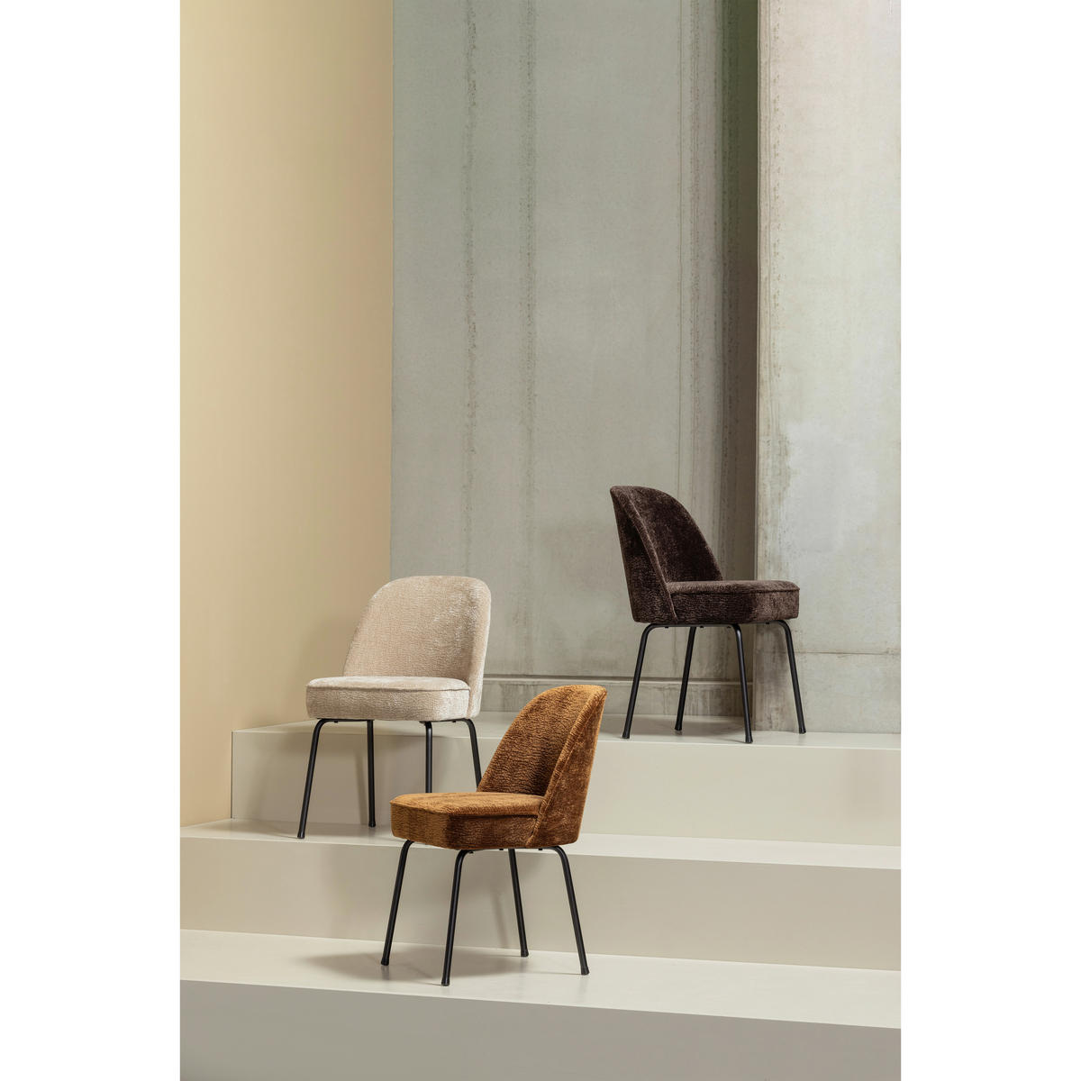 STUHL-SET 2 Stück  in Chenille  - Schwarz/Braun, MODERN, Textil/Metall (50/83/57cm) - Livetastic