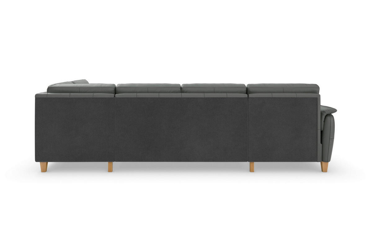 WOHNLANDSCHAFT PALMERA E in Echtleder Anthrazit  - Eichefarben/Anthrazit, Basics, Leder/Holz (163/308/212cm) - Sit & More