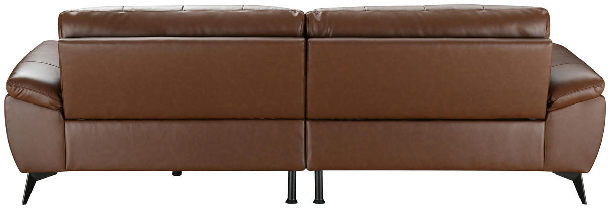 ECKSOFA Braun Echtleder Lederlook  - Schwarz/Braun, Design, Leder/Textil (266/86/120cm) - MID.YOU