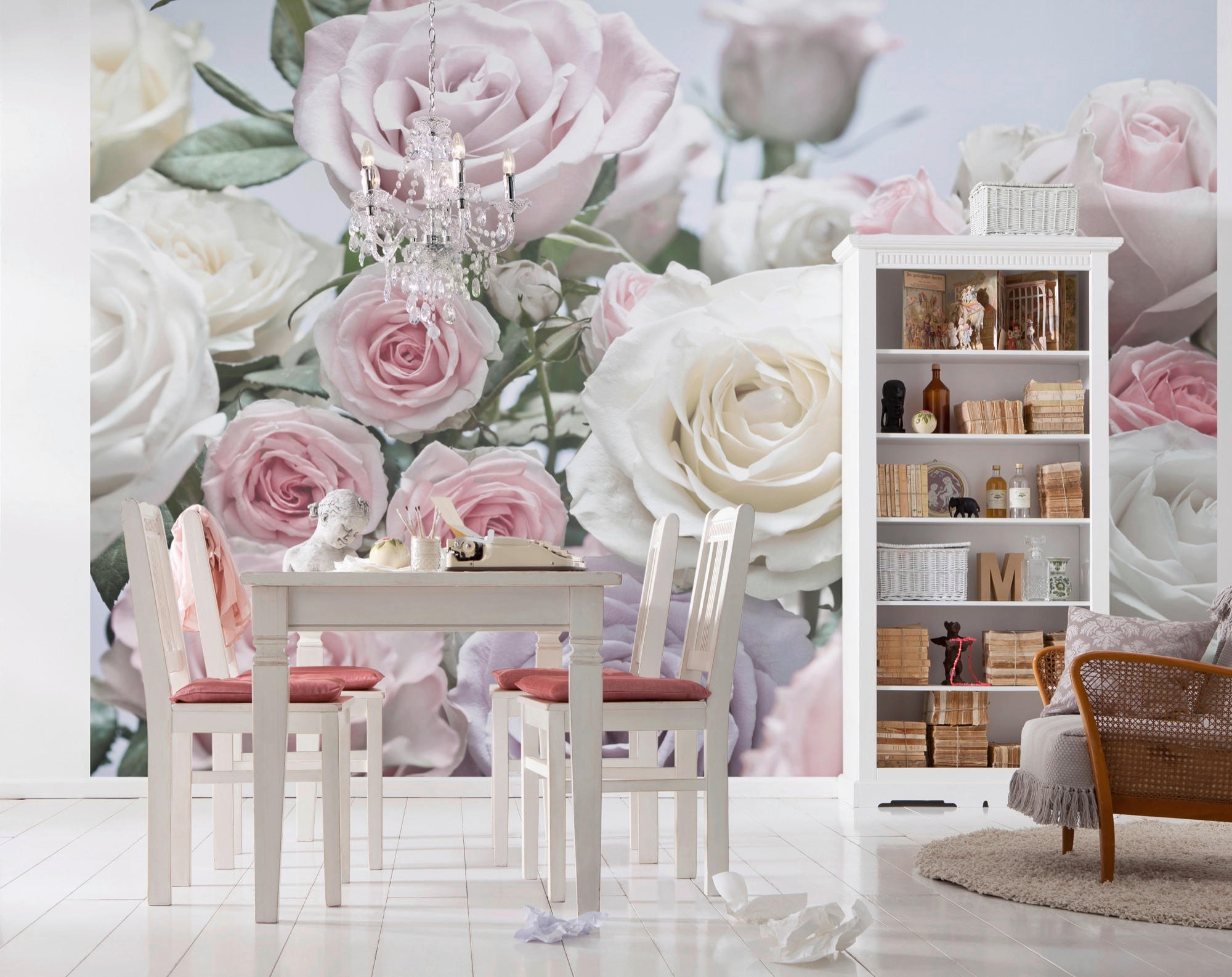 FOTOTAPET 368/254 cm  - rosa/cremefärgad, Natur, papper (368/254cm)