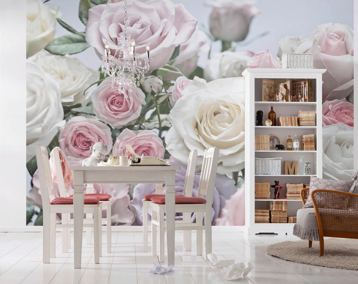 FOTOTAPET 368/254 cm  - rosa/cremefärgad, Natur, papper (368/254cm)