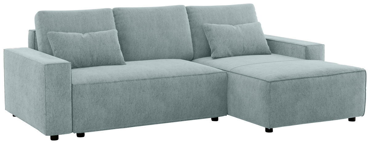 ECKSCHLAFSOFA  mit seitenverkehrt erhältlich, Rücken echt Chenille Mintgrün  - Schwarz/Mintgrün, MODERN, Kunststoff/Textil (247/154cm) - Livetastic