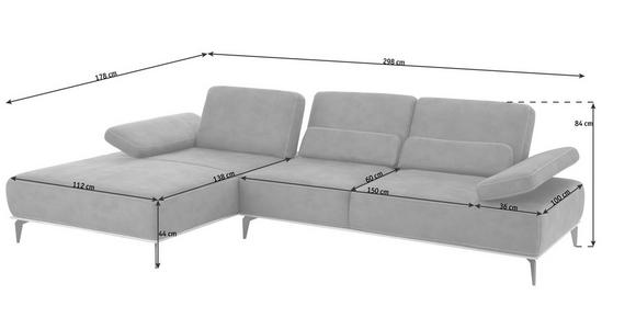 ECKSOFA in Mikrofaser Dunkelgrau  - Dunkelgrau/Beige, Design, Textil/Metall (176/298cm) - Valnatura