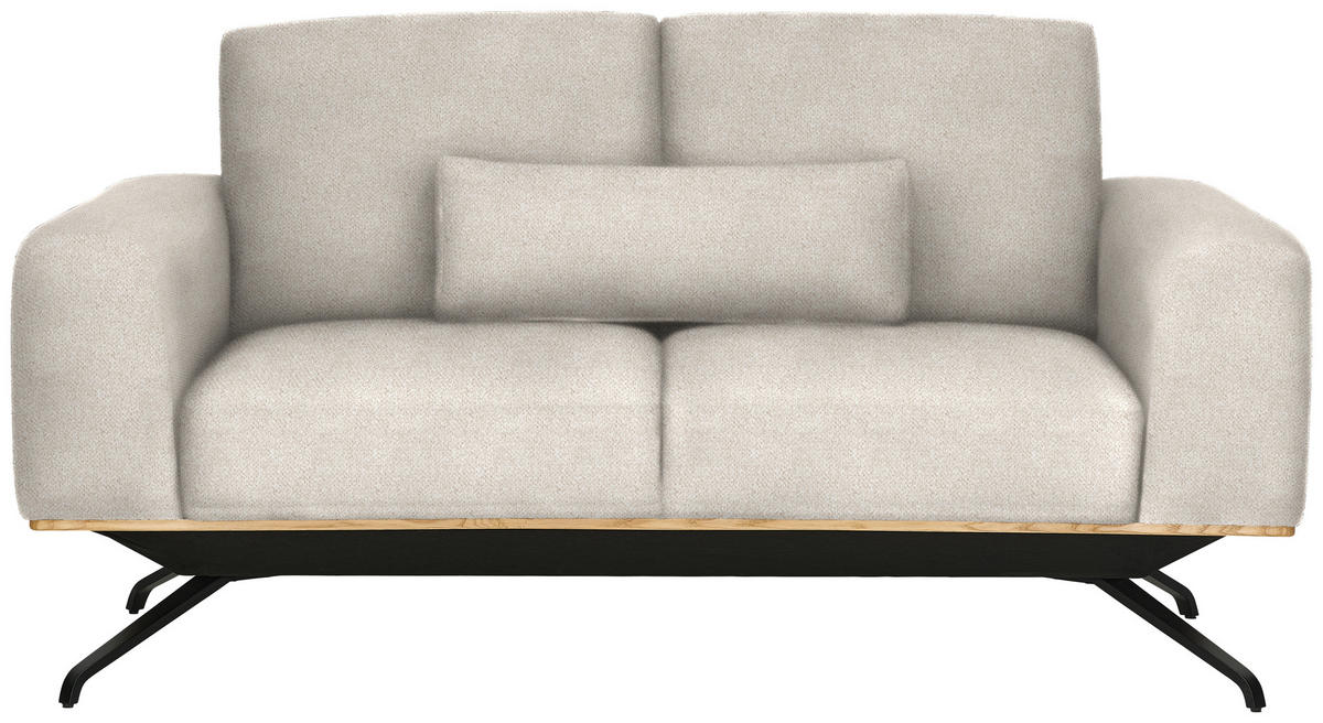 2-SITZER-SOFA in Struktur Creme  - Creme/Schwarz, Design, Holz/Textil (166/85-104/95cm) - Novel