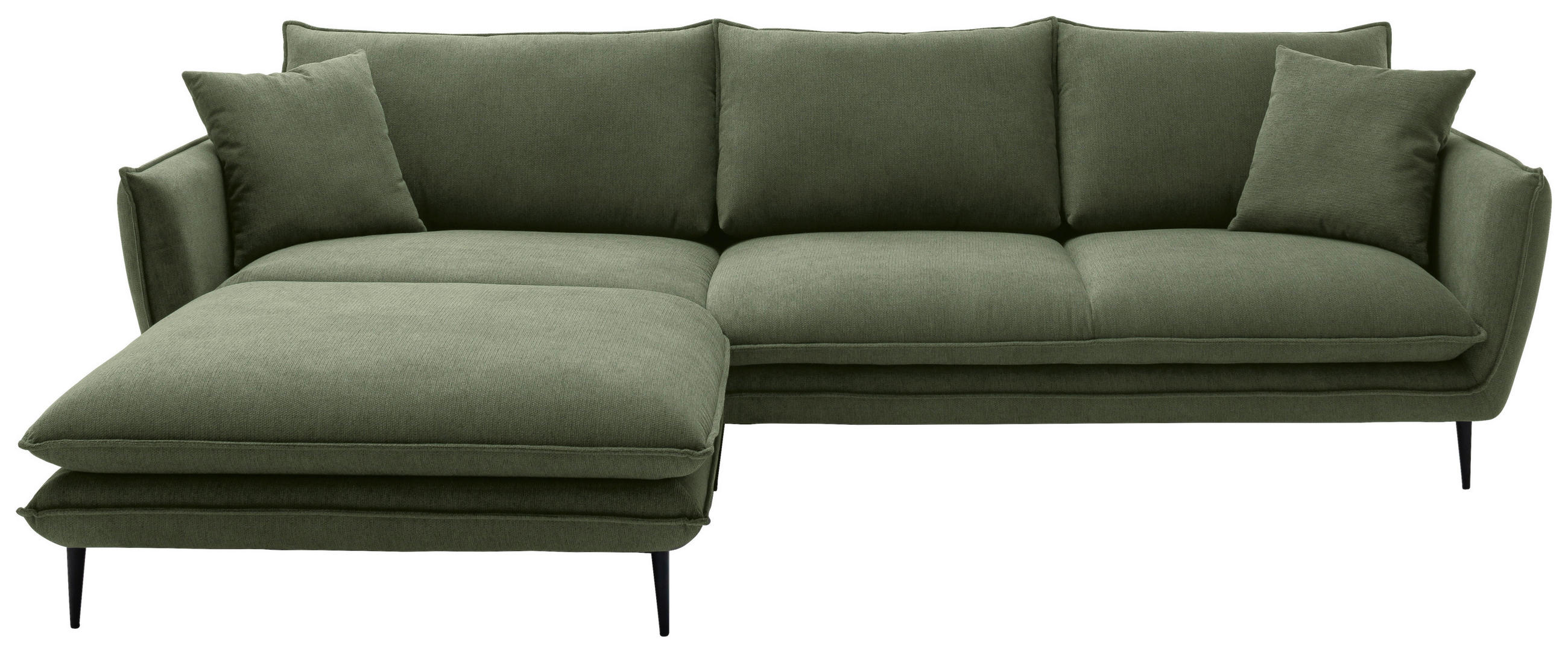 ECKSOFA Grün Webstoff  - Schwarz/Grün, KONVENTIONELL, Textil/Metall (196/304cm) - Hom`in