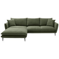 ECKSOFA Grün Webstoff  - Schwarz/Grün, KONVENTIONELL, Textil/Metall (196/304cm) - Hom`in