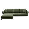 ECKSOFA  in Webstoff Grün  196/304 cm  - Schwarz/Grün, KONVENTIONELL, Textil/Metall (196/304cm) - Hom`in