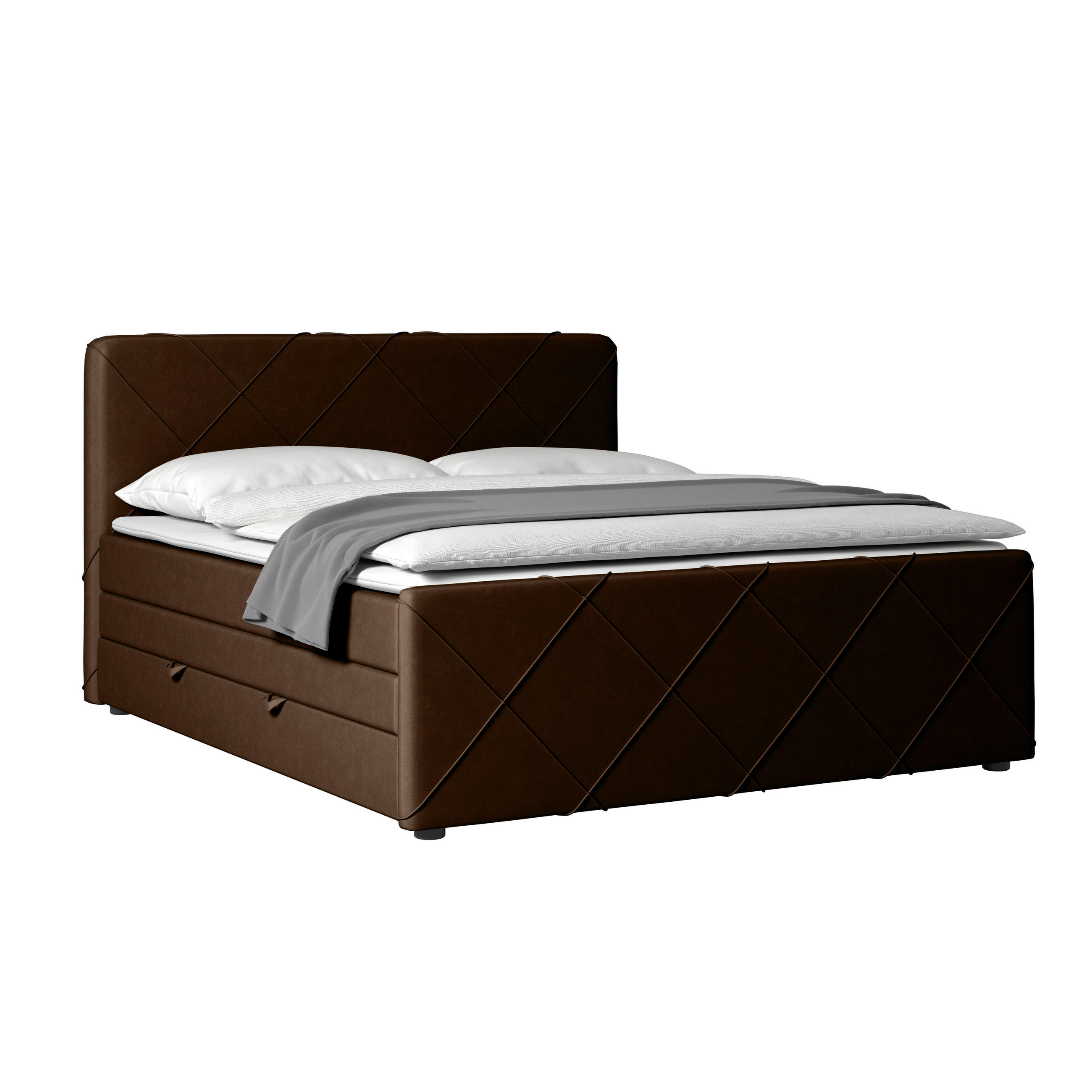 POSTELJA BOXSPRING 180 cm   x 200 cm  , les, kovina, tekstil rjava  - črna/rjava, Moderno, kovina/tekstil (180/200cm) - MID.YOU