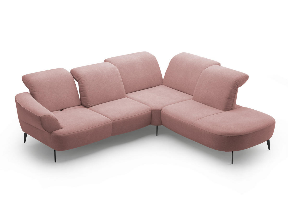 ECKSOFA in Mikrofaser Altrosa  302/270 cm  - Schwarz/Altrosa, MODERN, Textil/Metall (302/270cm) - Sit & More