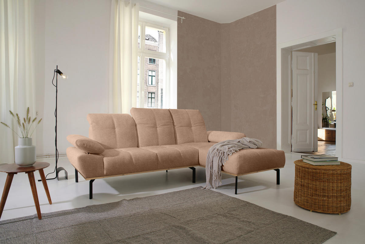 ECKSOFA Rotbraun Mikrofaser  - Wildeiche/Rotbraun, Design, Textil/Metall (242/170cm) - MID.YOU