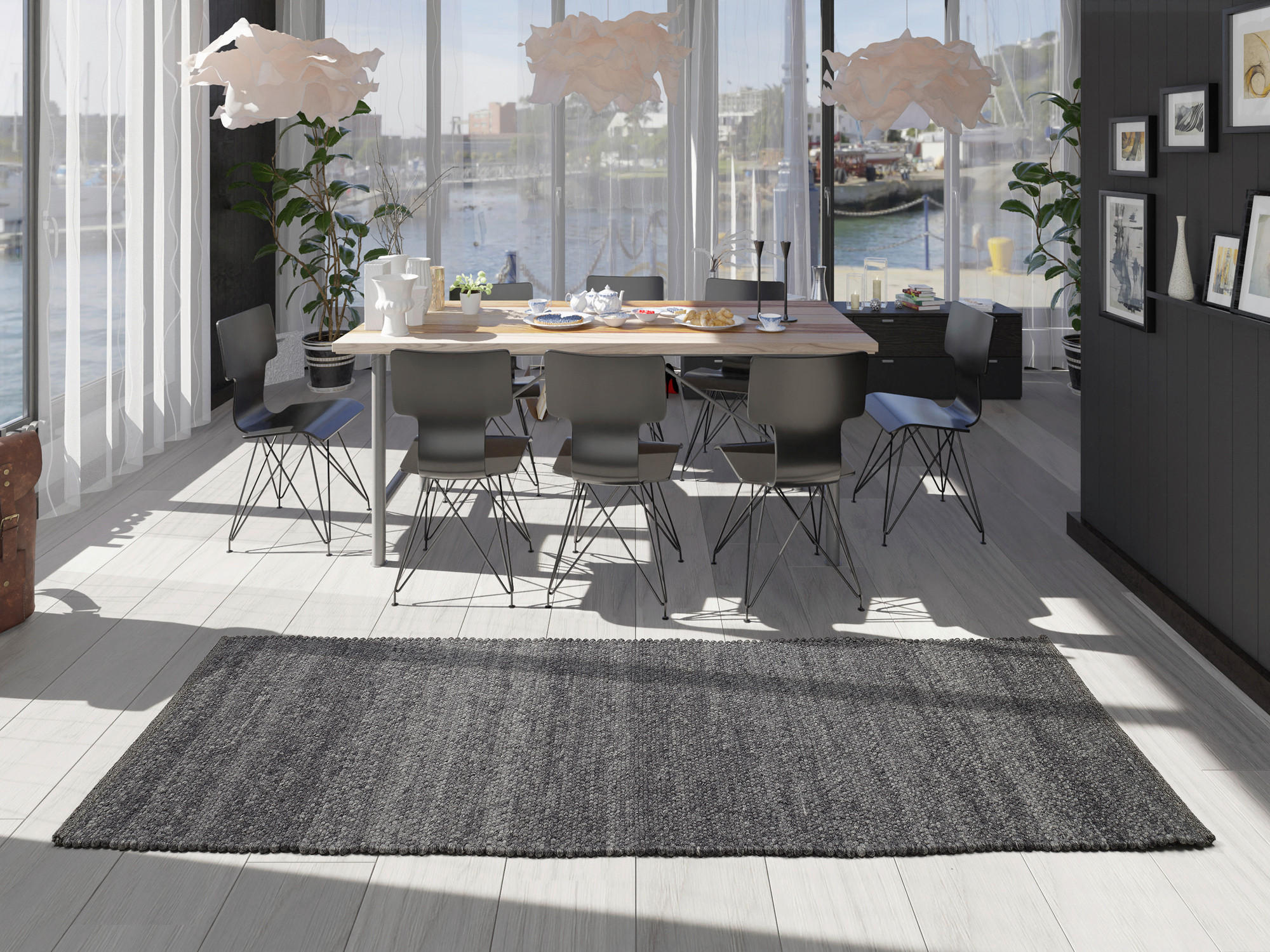 LÄUFER 80/250 cm Helsinki Anthrazit - Anthrazit, Basics, Textil (80/250cm) - Linea Natura