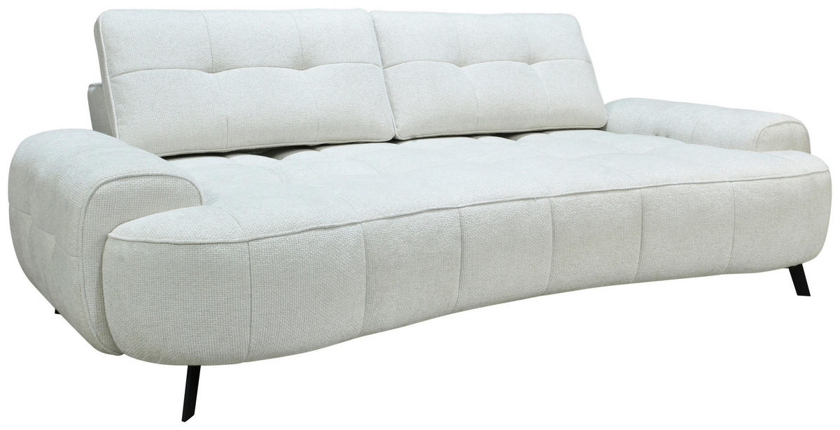 2-SITZER-SOFA Chenille Creme  - Creme/Schwarz, Design, Kunststoff/Textil (230/84/104/111/122cm) - Livetastic