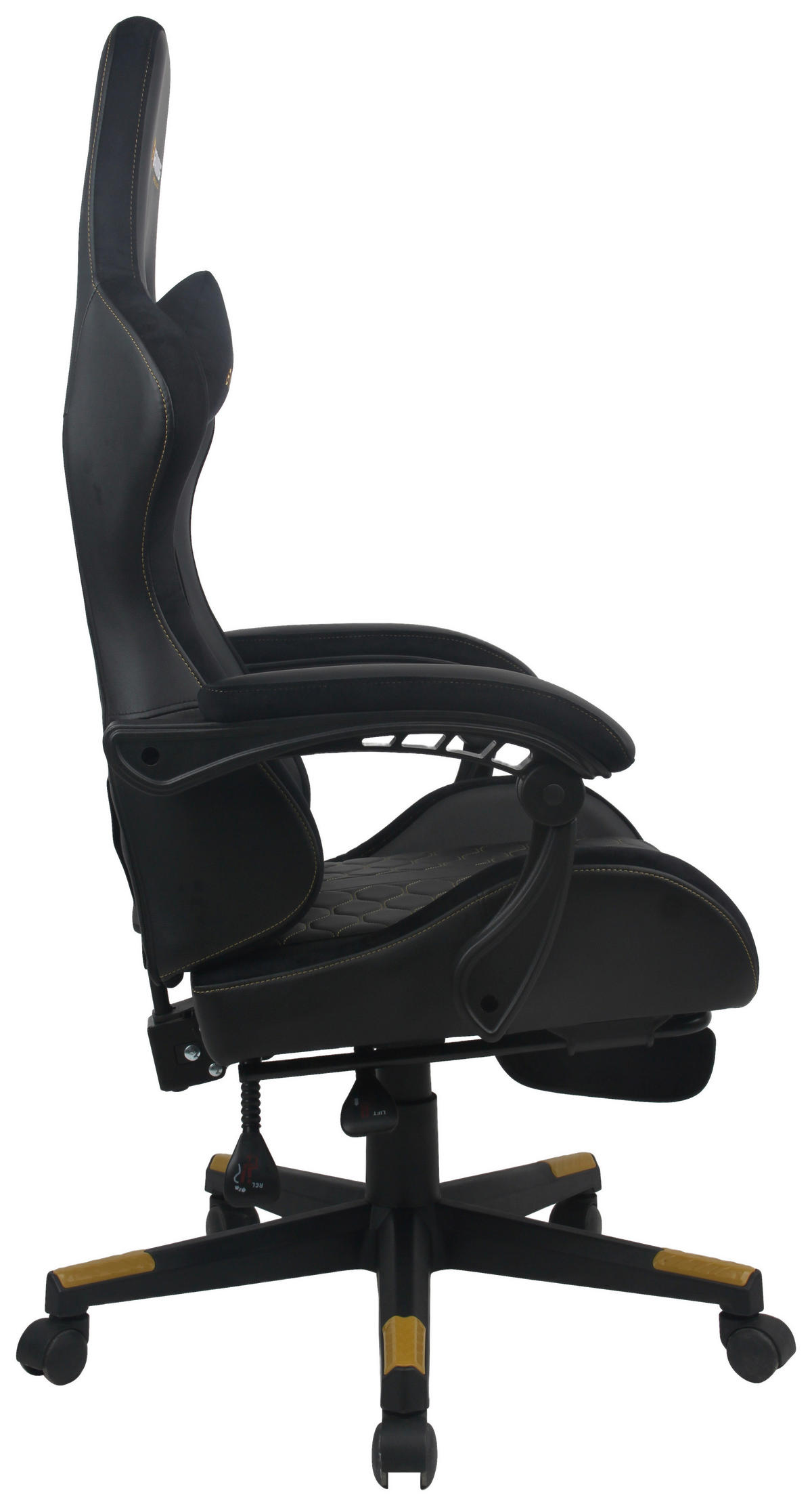 GAMINGSTUHL  in Lederlook, Samt Schwarz  - Goldfarben/Schwarz, Design, Kunststoff/Textil (63/114/62cm) - BX Gaming
