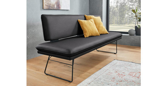 SITZBANK in Metall, Textil Schwarz  - Schwarz, Design, Textil/Metall (195/91/65cm) - Dieter Knoll
