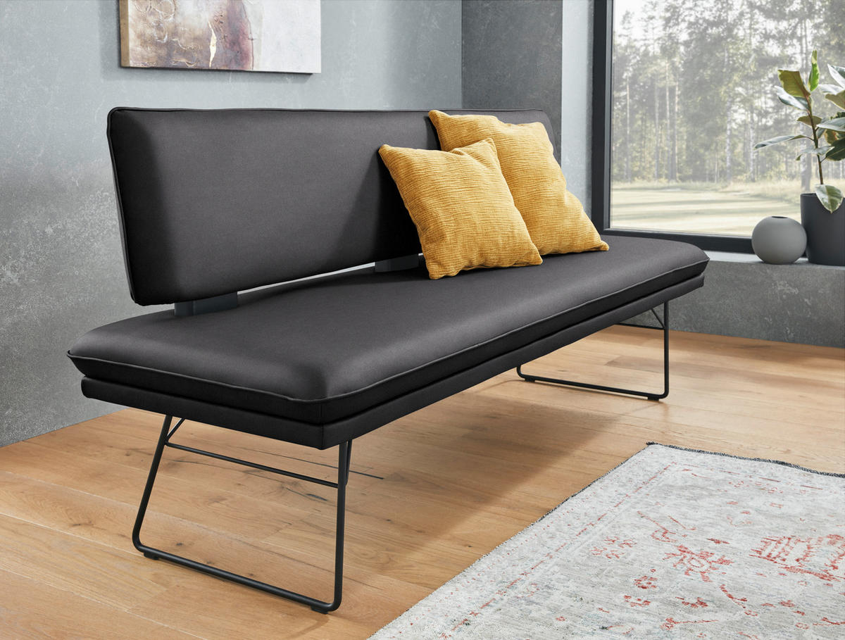 SITZBANK in Metall, Textil Schwarz  - Schwarz, Design, Textil/Metall (195/91/65cm) - Dieter Knoll