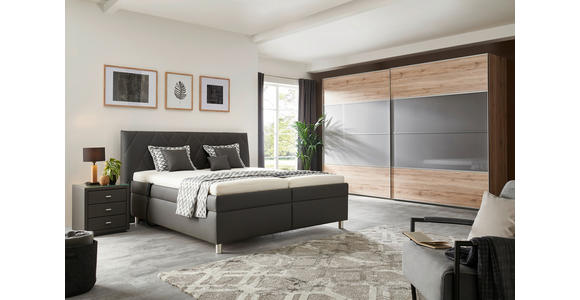 POLSTERBETT 180/200 cm in Anthrazit - Anthrazit/Silberfarben, KONVENTIONELL, Holz/Textil (180/200cm) - Esposa