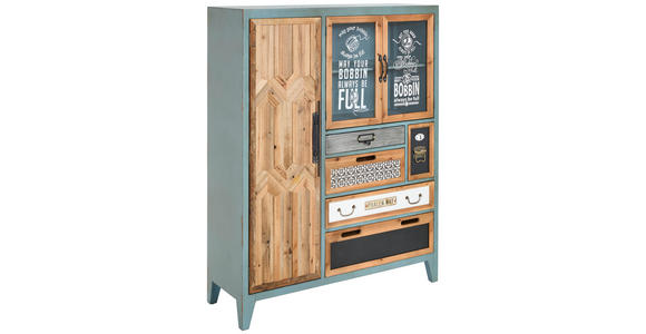 KOMMODE in 95/121/34 cm - Messingfarben/Blaugrau, LIFESTYLE, Glas/Holz (95/121/34cm) - Landscape