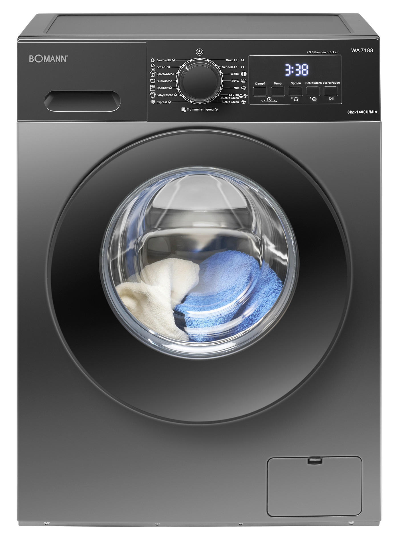 WASCHMASCHINE WA 7188  - Titanfarben, Trend, Metall (59,5/85,0/48,0cm) - Bomann