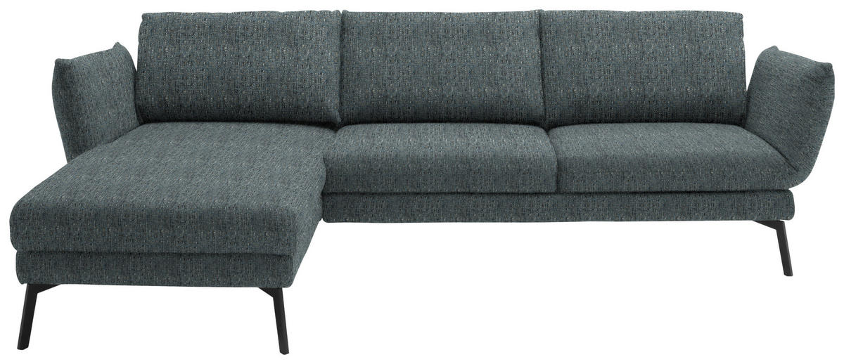 ECKSOFA in Flachgewebe Blaugrau  175/277 cm  - Blaugrau/Schwarz, Design, Textil/Metall (175/277cm) - Schöner Wohnen