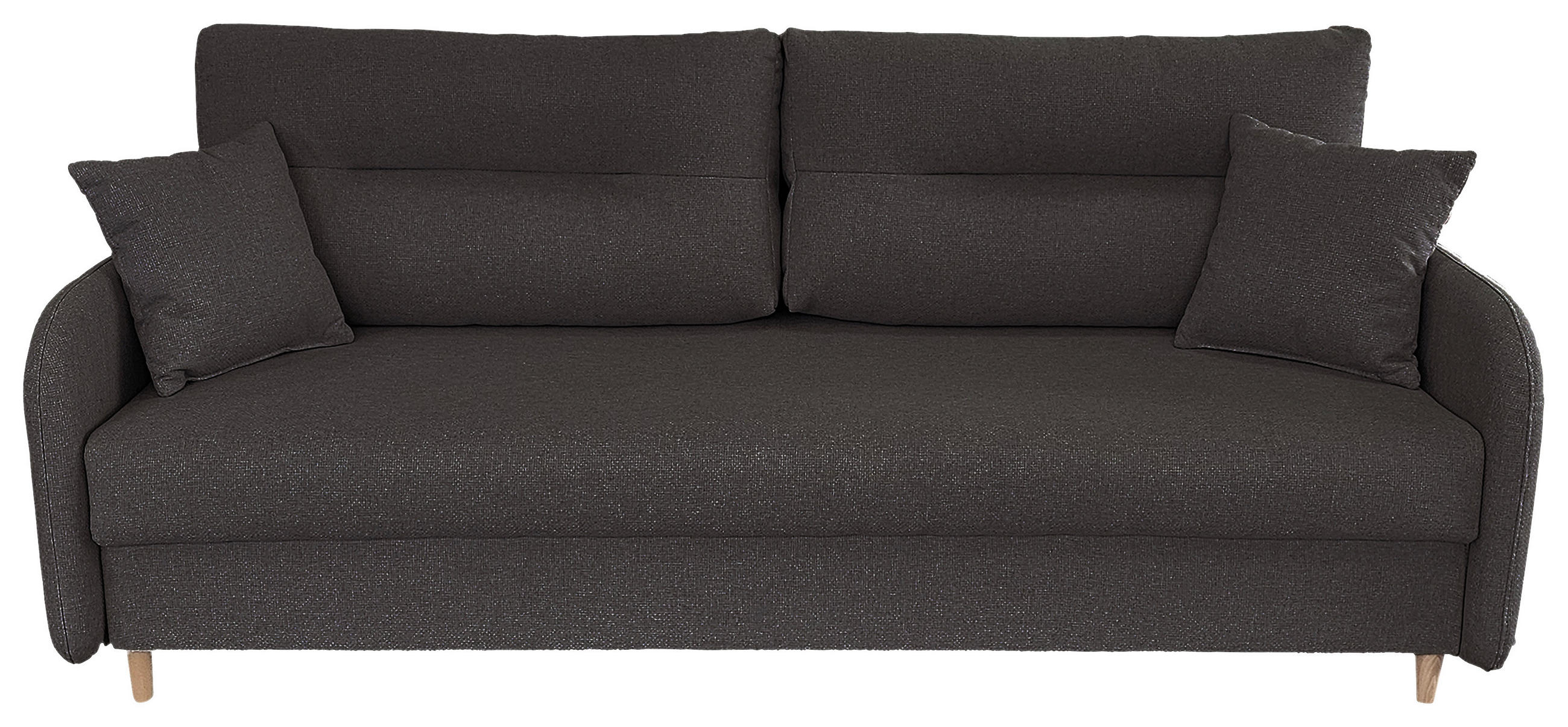 SCHLAFSOFA Flachgewebe Grau  - Schwarz/Naturfarben, Design, Holz/Kunststoff (206/88/93cm) - MID.YOU