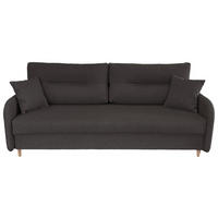 SCHLAFSOFA Flachgewebe Grau  - Schwarz/Naturfarben, Design, Holz/Kunststoff (206/88/93cm) - MID.YOU