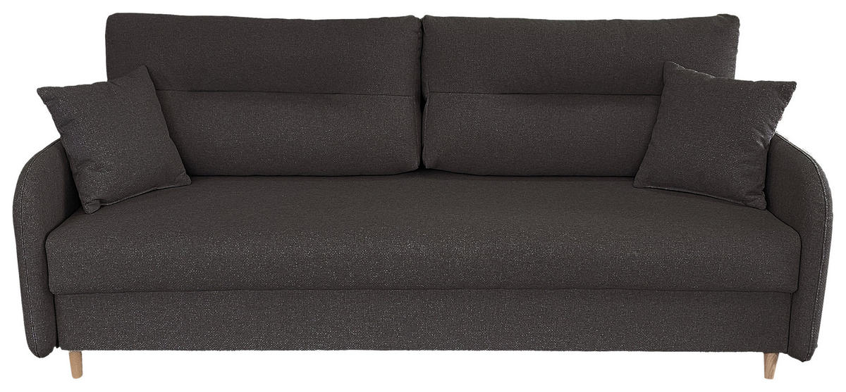 SCHLAFSOFA Flachgewebe Grau  - Schwarz/Naturfarben, Design, Holz/Kunststoff (206/88/93cm) - MID.YOU