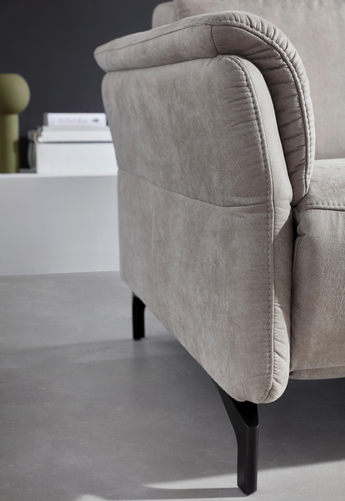 2-SITZER-SOFA Lederlook Hellgrau  - Hellgrau/Schwarz, KONVENTIONELL, Textil/Metall (194/103/92cm) - Dieter Knoll
