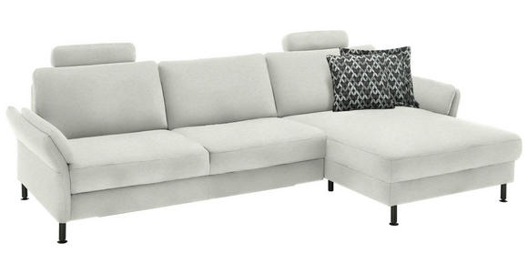 ECKSOFA  in Chenille, Flachgewebe Naturfarben  316/175 cm  - Schwarz/Naturfarben, Design, Textil/Metall (316/175cm) - Dieter Knoll