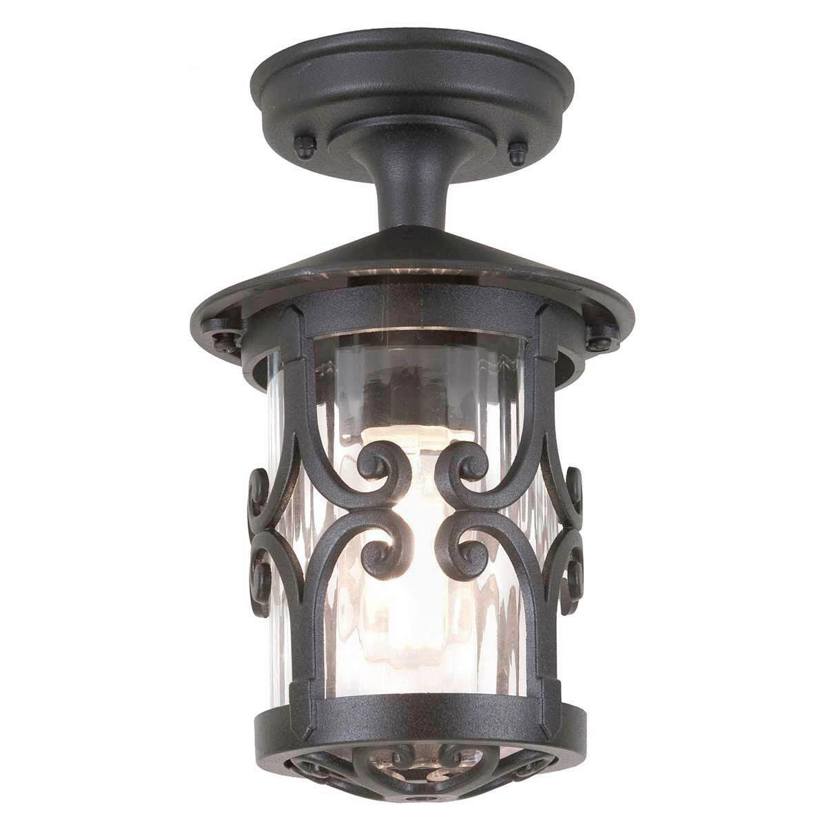 AUßENDECKENLEUCHTE Hereford 15/26 cm   - Schwarz, KONVENTIONELL, Glas/Metall (15/26cm) - Elstead Lighting