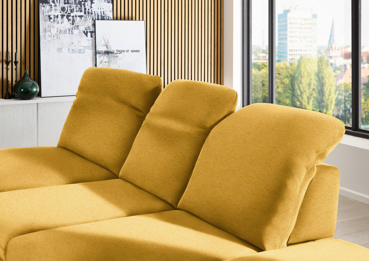 ECKSOFA  in Chenille Currygelb  198/288 cm  - Currygelb/Schwarz, Design, Textil/Metall (198/288cm) - Beldomo Style