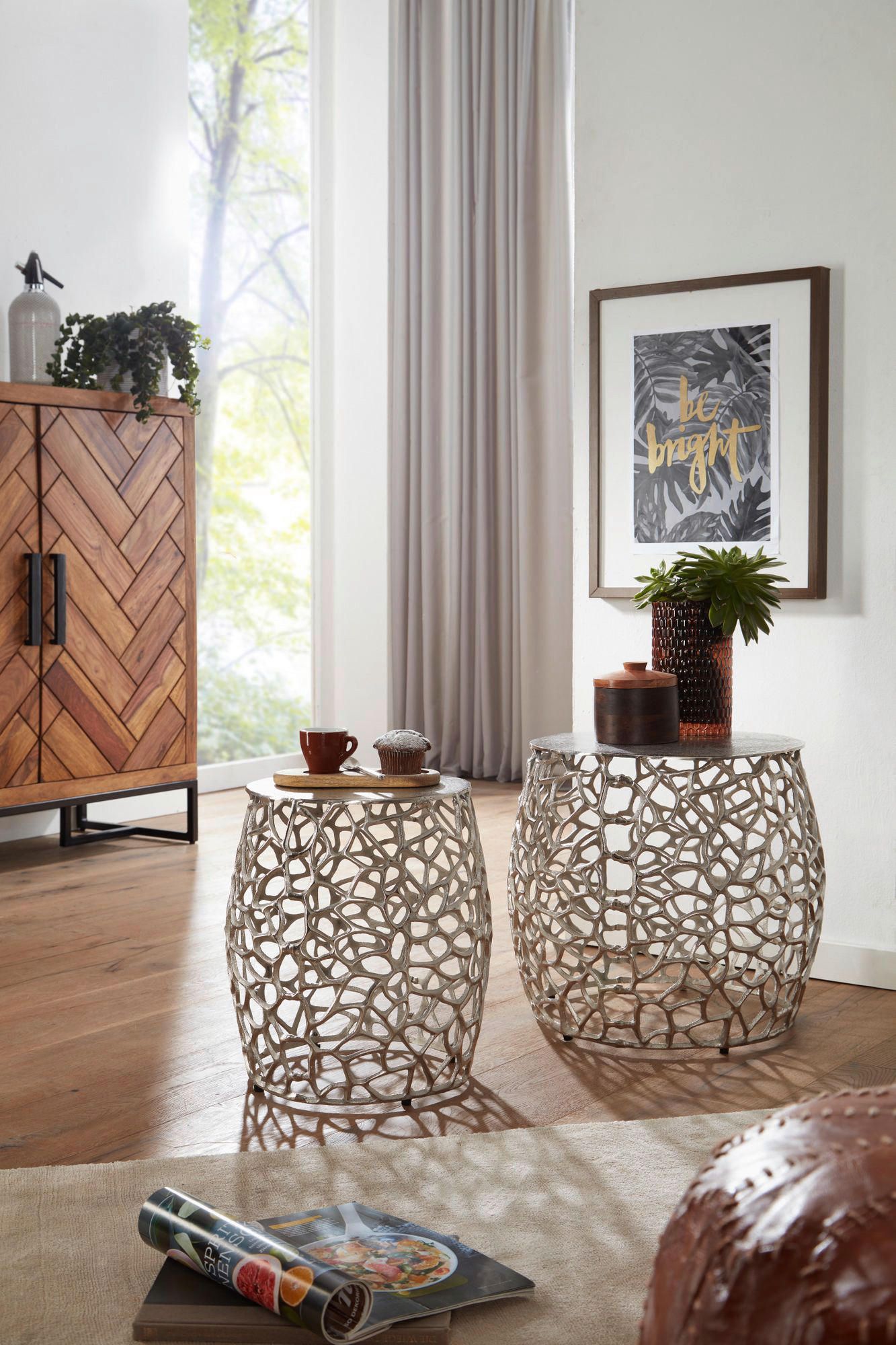 SET STOLIĆA srebrne boje metal - srebrne boje, Design, metal (46/46/42cm) - MID.YOU