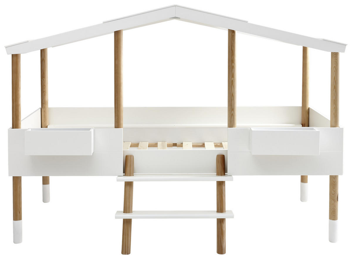 HAUSBETT Leiter, Lattenrost 90/190/200 cm  - Naturfarben/Weiß, Design, Holz/Holzwerkstoff (90/190/200cm) - Xora