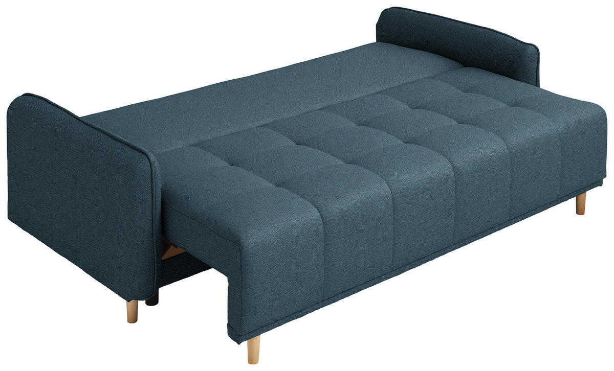 SCHLAFSOFA Struktur Blau  - Blau/Buchefarben, Design, Holz/Textil (217/97/101cm) - Carryhome