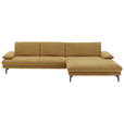 ECKSOFA  in Chenille Currygelb  310/180 cm  - Currygelb/Schwarz, Design, Textil/Metall (310/180cm) - Dieter Knoll
