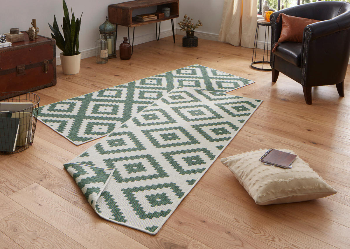 OUTDOORTEPPICH 80/350 cm Twin Grün, Creme  - Creme/Grün, Basics, Kunststoff (80/350cm) - Hanse Home