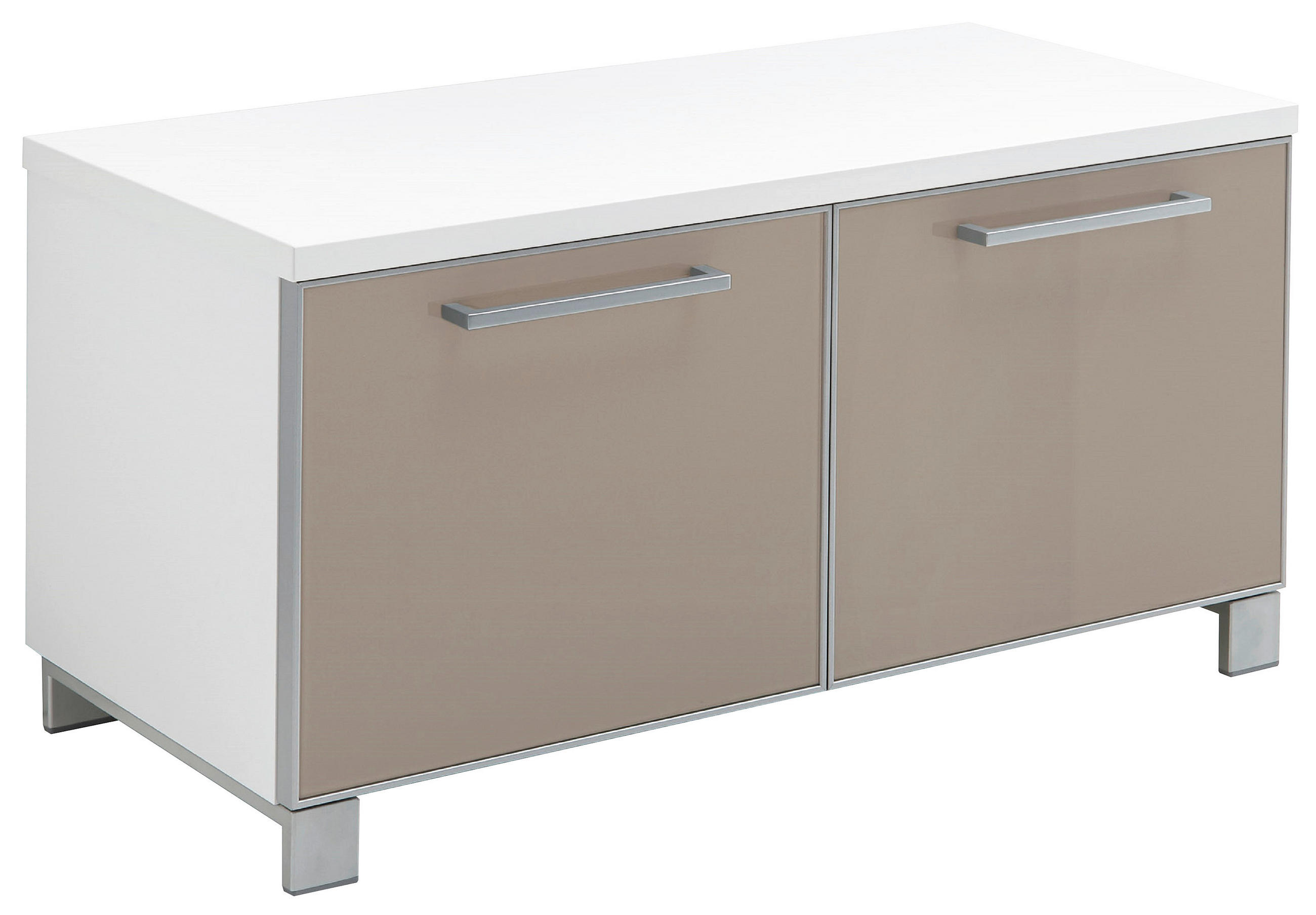 GARDEROBENBANK Weiß, Taupe - Taupe/Chromfarben, Design, Glas/Metall (84/45/40cm)