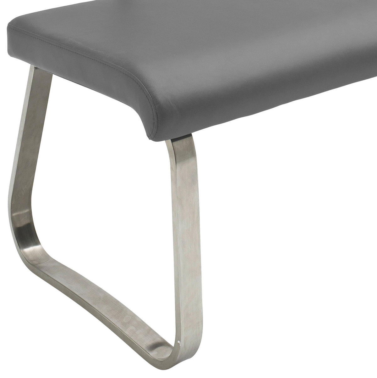 SITZBANK in Metall, Leder Grau, Edelstahlfarben  - Edelstahlfarben/Grau, Design, Leder/Metall (175/86/59cm) - Livetastic