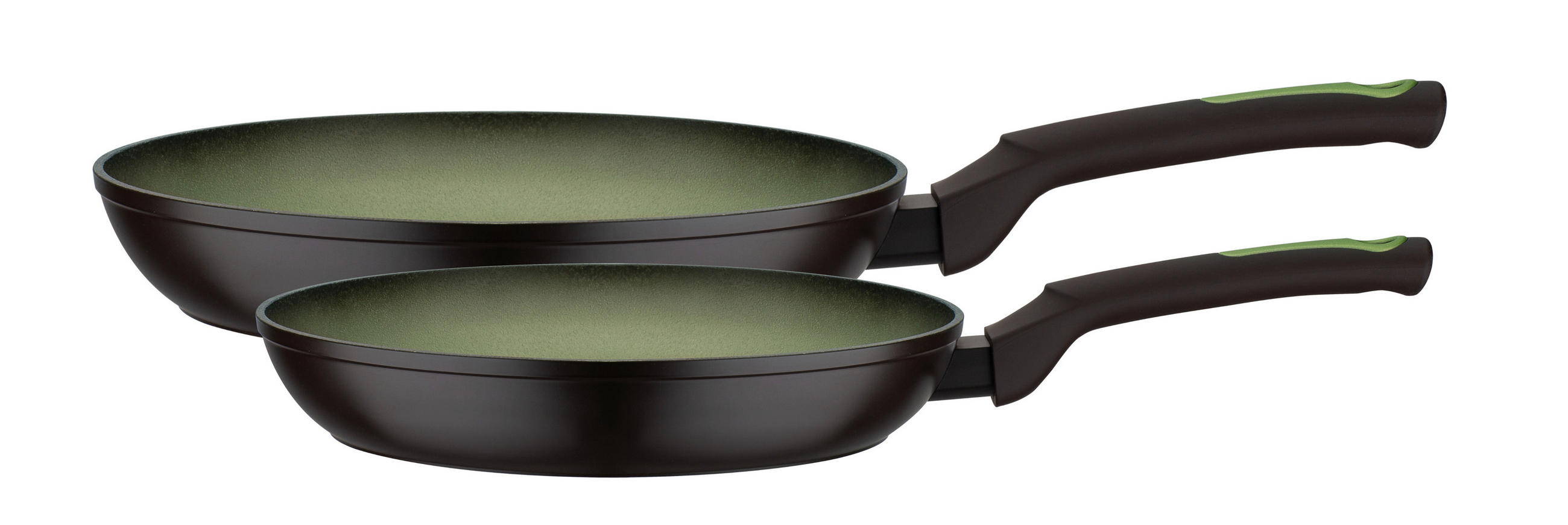PFANNENSET AVOCADO Aluminium 2-teilig  - Schwarz/Hellgrün, Basics, Metall (24+28cm) - GSW