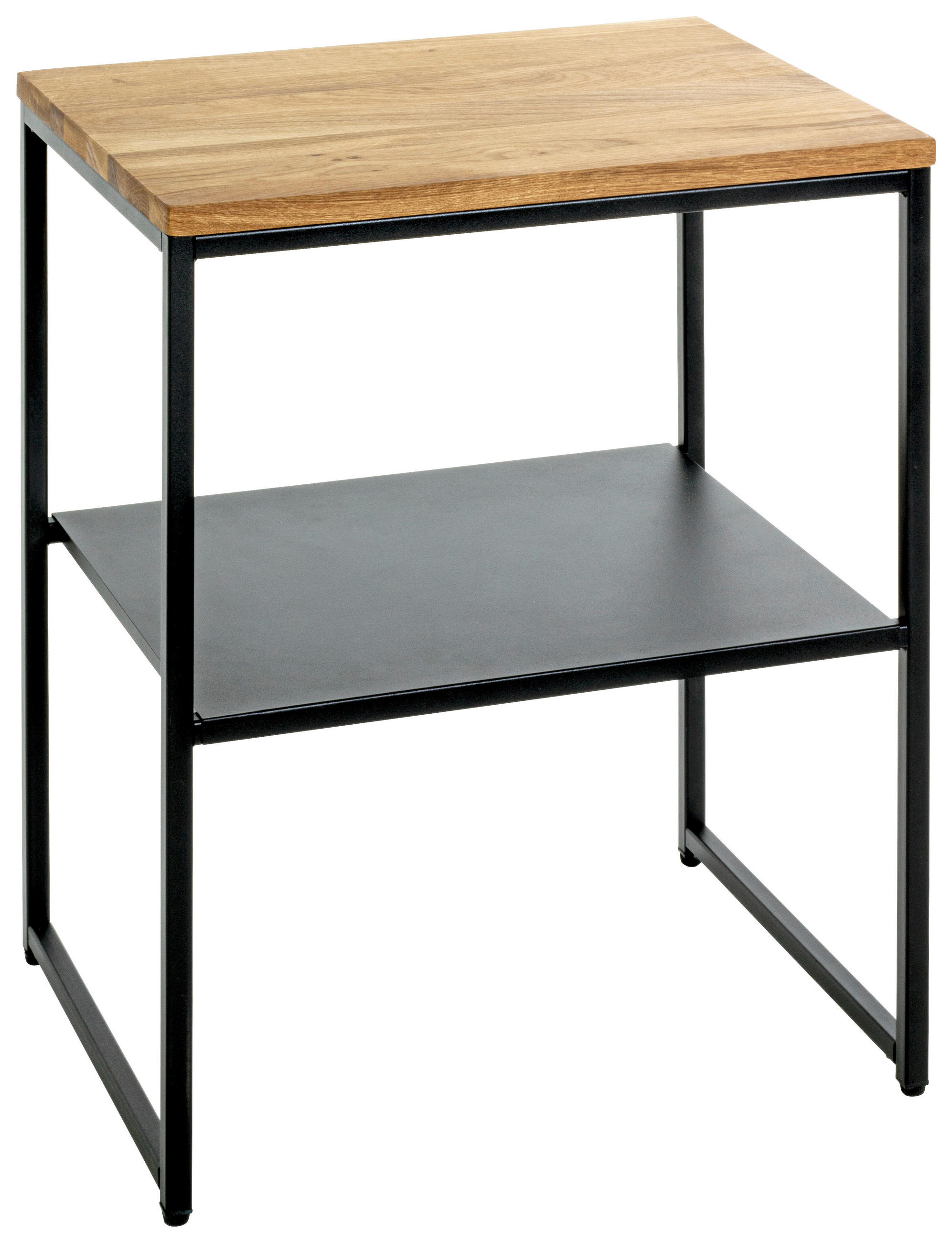 BEISTELLTISCH 45/35/35 cm Eiche massiv Schwarz, Eichefarben rechteckig  - Eichefarben/Schwarz, Design, Holz/Metall (45/35/35cm)