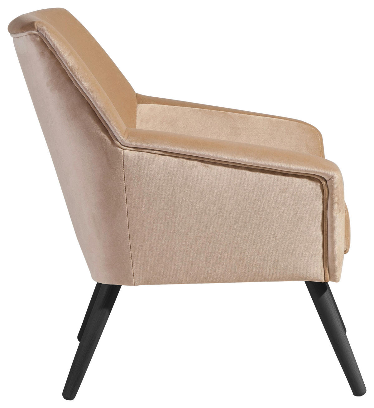 SESSEL in Samt, Velours Schwarz, Sandfarben  - Sandfarben/Schwarz, Design, Holz/Textil (67/81/71cm) - Max Winzer
