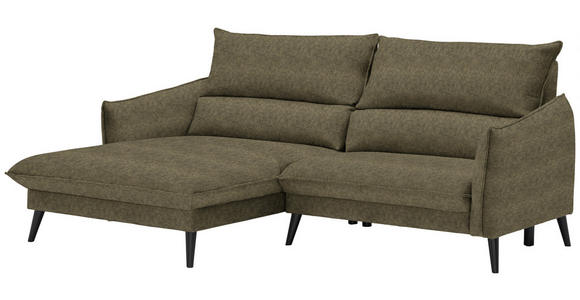 ECKSOFA in Velours Olivgrün  - Schwarz/Olivgrün, Design, Holz/Textil (170/238cm) - Carryhome