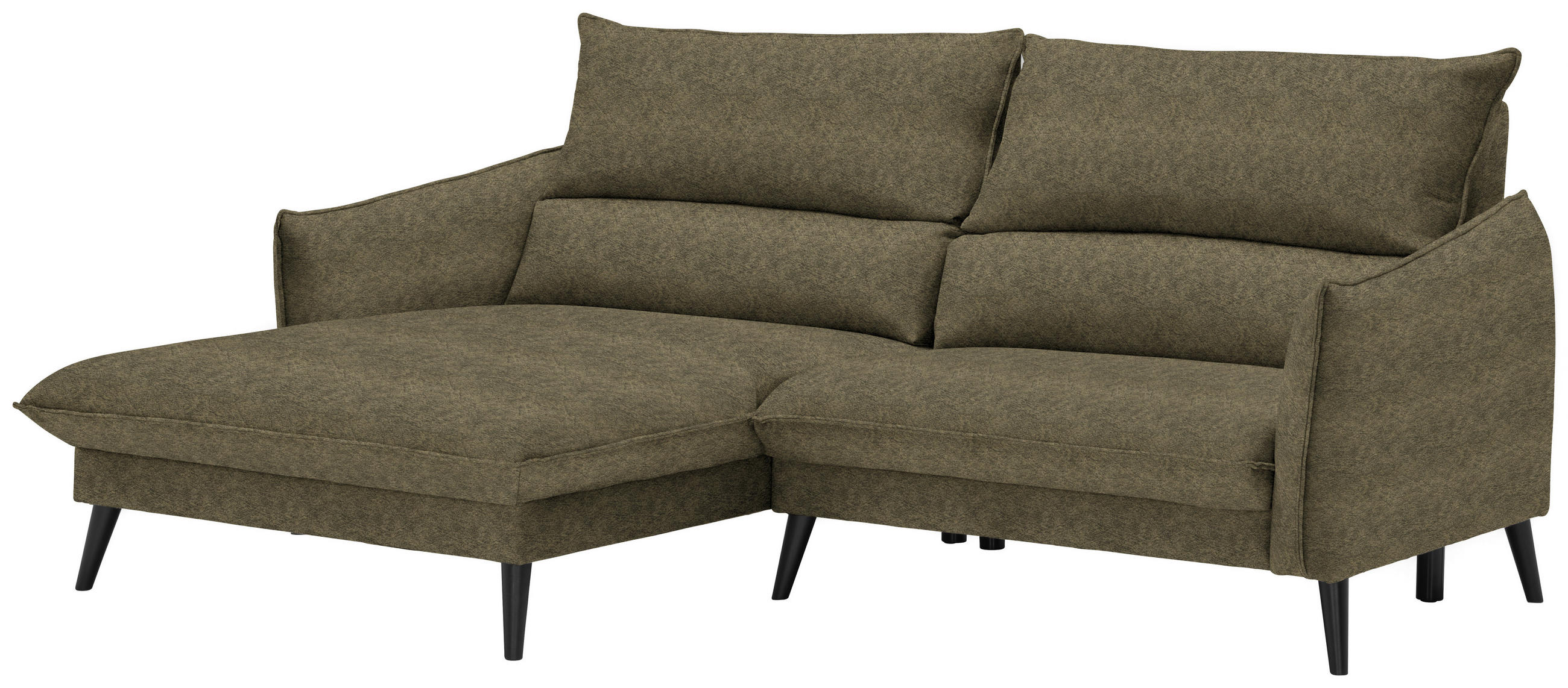 ECKSOFA Olivgrün Velours  - Schwarz/Olivgrün, Design, Holz/Textil (170/238cm) - Carryhome