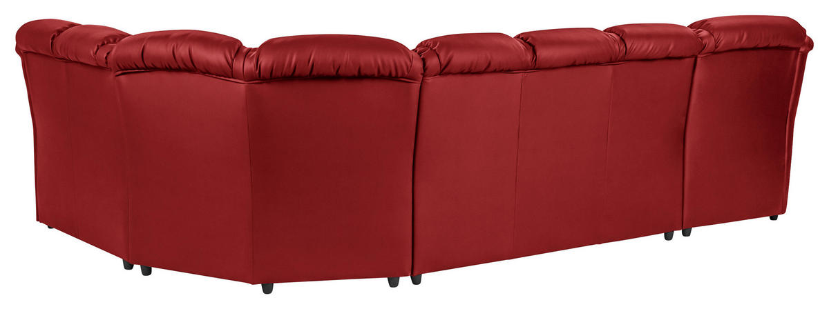 WOHNLANDSCHAFT in Lederlook Rot  - Rot/Schwarz, KONVENTIONELL, Kunststoff/Textil (165/333/216cm) - Livetastic