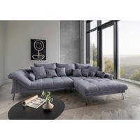 ECKSOFA in Mikrofaser Blau  - Blau/Schwarz, Konventionell, Textil/Metall (310/192cm) - Livetastic