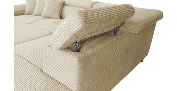 ECKSOFA in Cord Creme  - Silberfarben/Creme, Design, Textil/Metall (257/226cm) - Xora